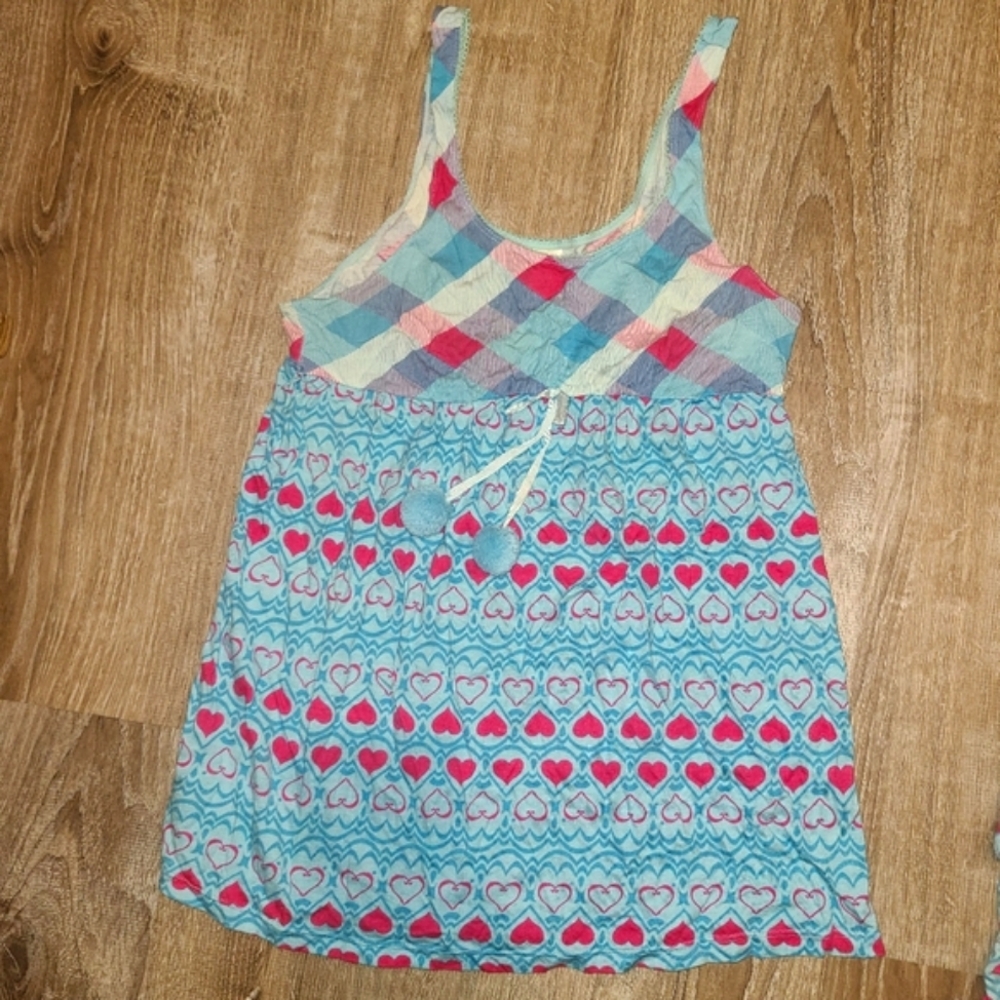 Candie's Girls/women's Pajama Set - Blue and Pink Hearts M - Picture 2 of 6